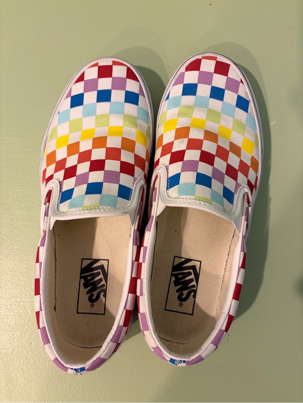Vans Kids Checkerboard Slip-On Sneakers in Rainbow Colors